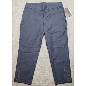 Briggs Ankle Pants Womens 14 Blue Pull On Stretch Straight Leg Comfort New